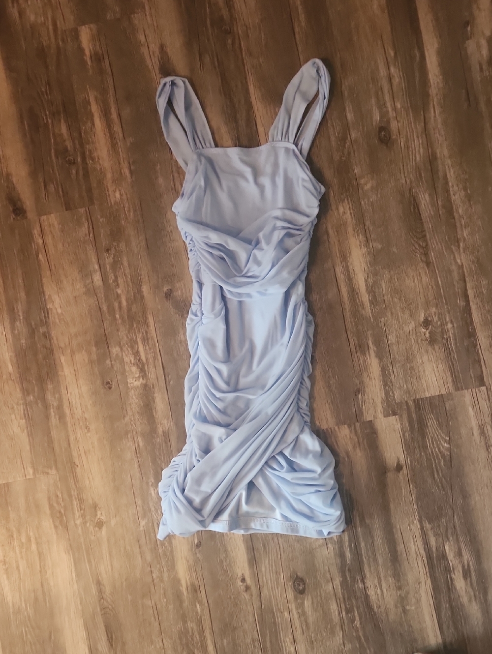 Light Blue Ruched Bodycon Dress